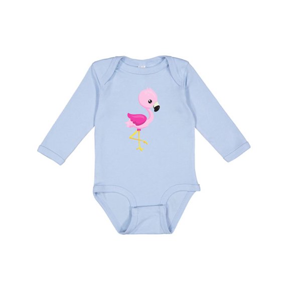 Inktastic Cute Flamingo, Baby Flamingo, Pink Flamingo, Bird Girls Long Sleeve Baby Bodysuit