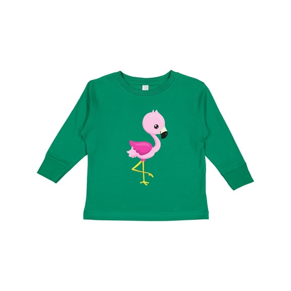 Inktastic Cute Flamingo, Baby Flamingo, Pink Flamingo, Bird Girls Long Sleeve Toddler T-Shirt