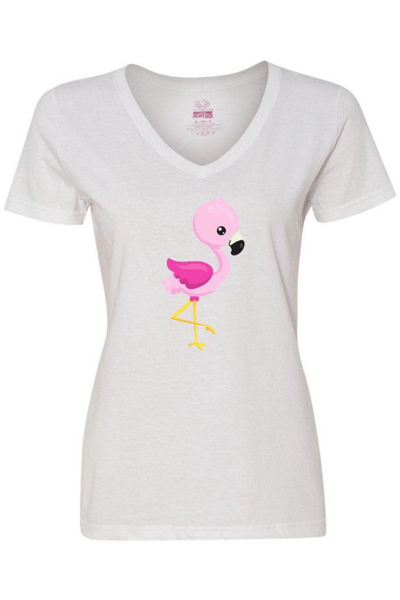 Cute Flamingo, Baby Flamingo, Pink Flamingo, Bird Women's V-Neck T-Shirt