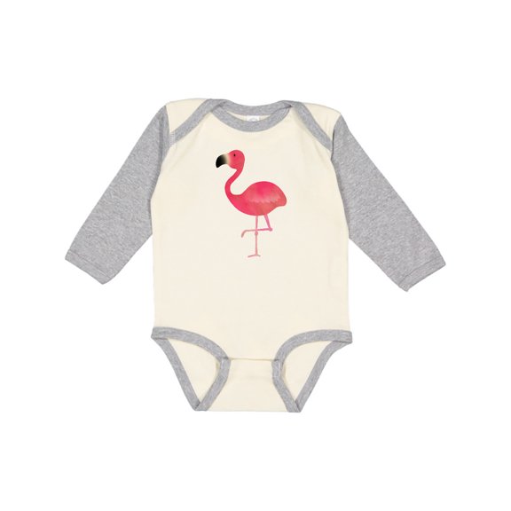 Inktastic Cute Flamingo Bird Boys or Girls Long Sleeve Baby Bodysuit