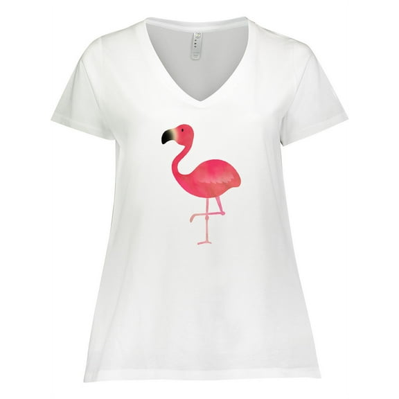 Inktastic Cute Flamingo Bird Women's Plus Size V-Neck T-Shirt
