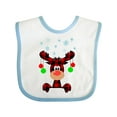 thumbnail image 1 of Inktastic Cute Flannel Reindeer with Christmas Bulbs and Snowflakes Boys or Girls Baby Bib, 1 of 4