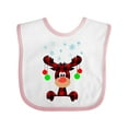 thumbnail image 1 of Inktastic Cute Flannel Reindeer with Christmas Bulbs and Snowflakes Boys or Girls Baby Bib, 1 of 4