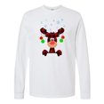 thumbnail image 1 of Inktastic Cute Flannel Reindeer with Christmas Bulbs and Snowflakes Long Sleeve T-Shirt, 1 of 5