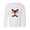 thumbnail image 1 of Inktastic Cute Flannel Reindeer with Christmas Bulbs and Snowflakes Long Sleeve Youth T-Shirt, 1 of 5