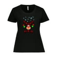 thumbnail image 1 of Inktastic Cute Flannel Reindeer with Christmas Bulbs and Snowflakes Women's Plus Size T-Shirt, 1 of 5