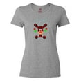 thumbnail image 1 of Inktastic Cute Flannel Reindeer with Christmas Bulbs and Snowflakes Women's T-Shirt, 1 of 5