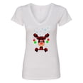 thumbnail image 1 of Inktastic Cute Flannel Reindeer with Christmas Bulbs and Snowflakes Women's V-Neck T-Shirt, 1 of 5