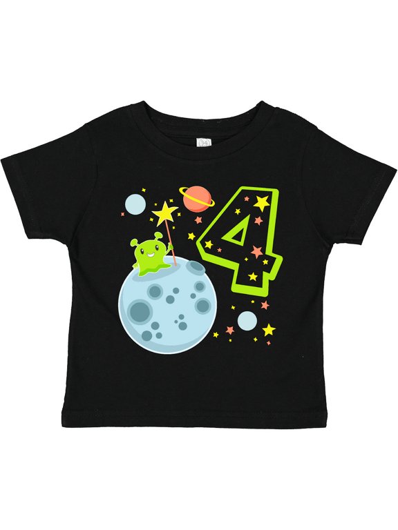 Cute Fourth Birthday Alien in Outer Space Boys or Girls Toddler T-Shirt
