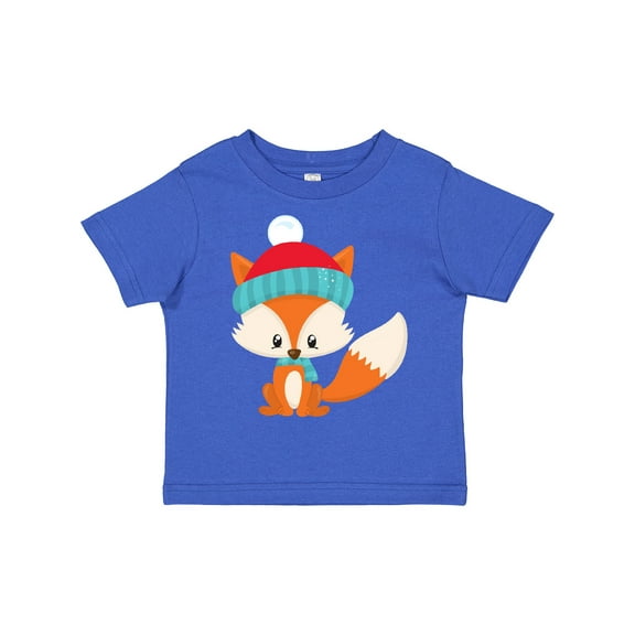 Inktastic Cute Fox, Fox With Hat And Scarf, Orange Fox Boys or Girls Toddler T-Shirt