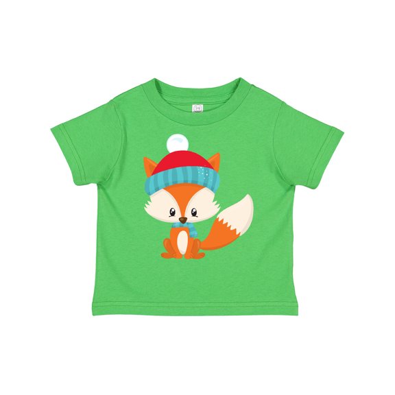 Inktastic Cute Fox, Fox With Hat And Scarf, Orange Fox Boys or Girls Toddler T-Shirt