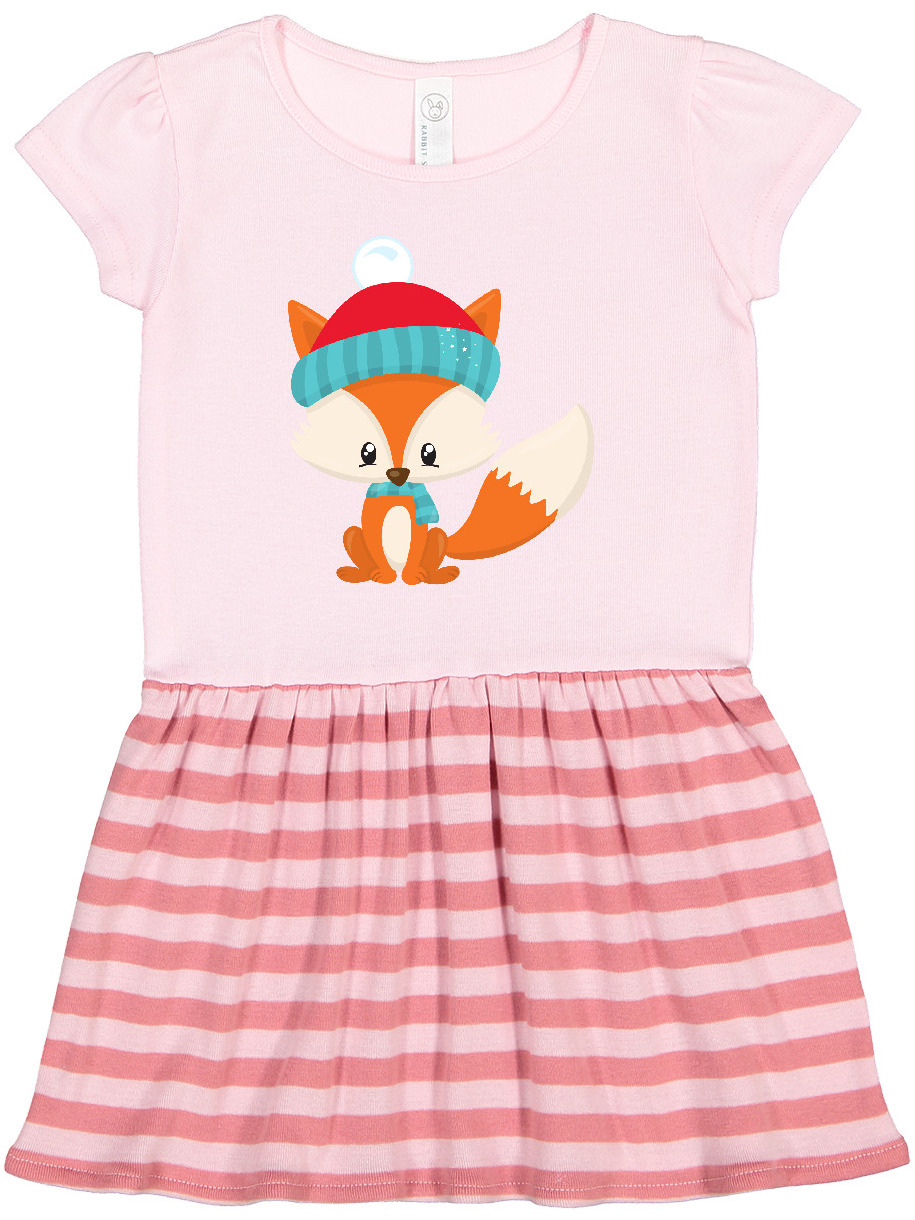 Inktastic Cute Fox, Fox With Hat And Scarf, Orange Fox Gift Toddler Girl Dress - image 1 of 4