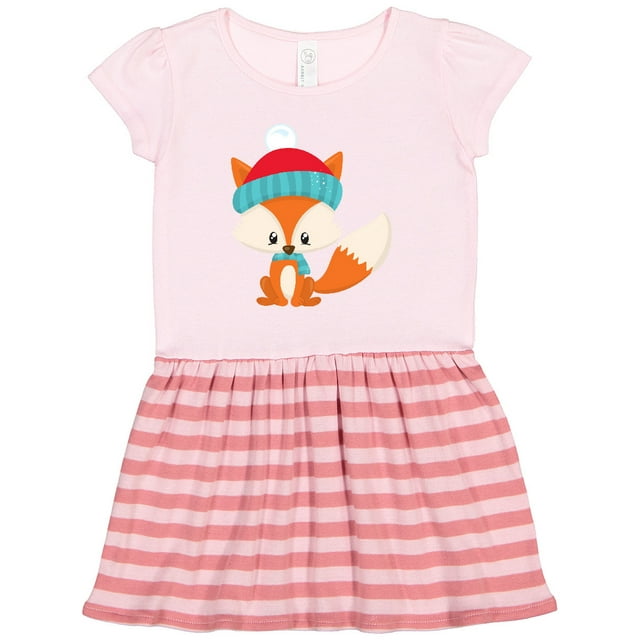 Inktastic Cute Fox, Fox With Hat And Scarf, Orange Fox Gift Toddler Girl Dress