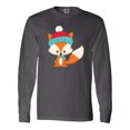 thumbnail image 1 of Inktastic Cute Fox, Fox With Hat And Scarf, Orange Fox Long Sleeve T-Shirt, 1 of 5