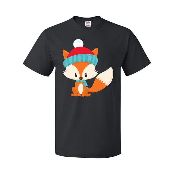 Inktastic Cute Fox, Fox With Hat And Scarf, Orange Fox T-Shirt
