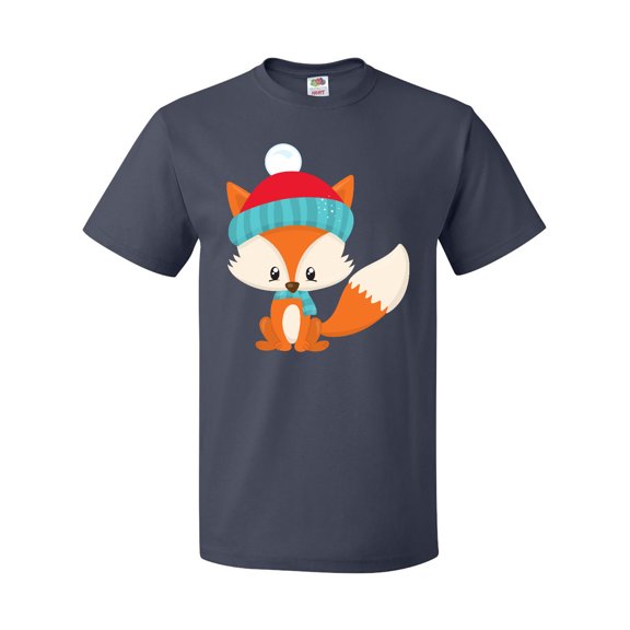 Inktastic Cute Fox, Fox With Hat And Scarf, Orange Fox T-Shirt