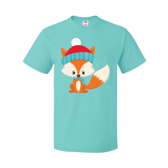 Inktastic Cute Fox, Fox With Hat And Scarf, Orange Fox T-Shirt