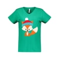 thumbnail image 1 of Inktastic Cute Fox, Fox With Hat And Scarf, Orange Fox Women's V-Neck T-Shirt, 1 of 5