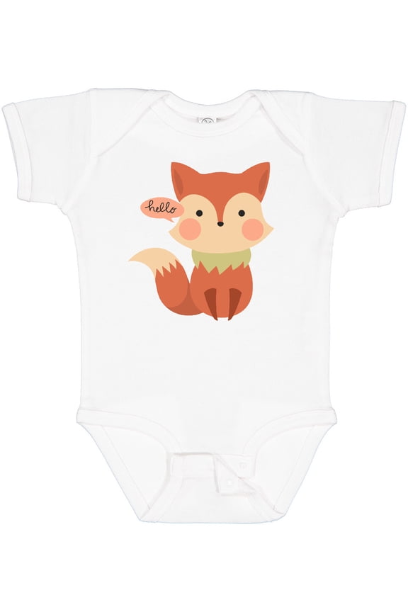 Cute Fox Hello Boys or Girls Baby Bodysuit