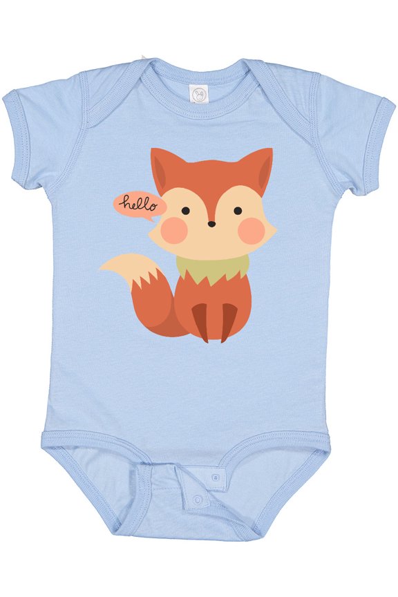 Cute Fox Hello Boys or Girls Baby Bodysuit