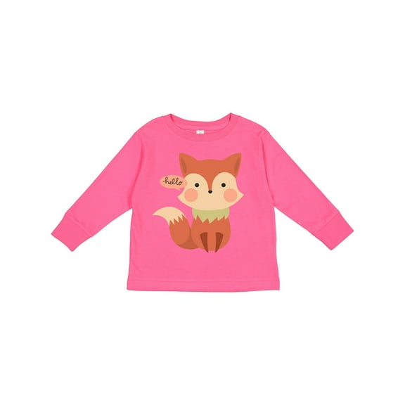 Inktastic Cute Fox Hello Boys or Girls Long Sleeve Toddler T-Shirt