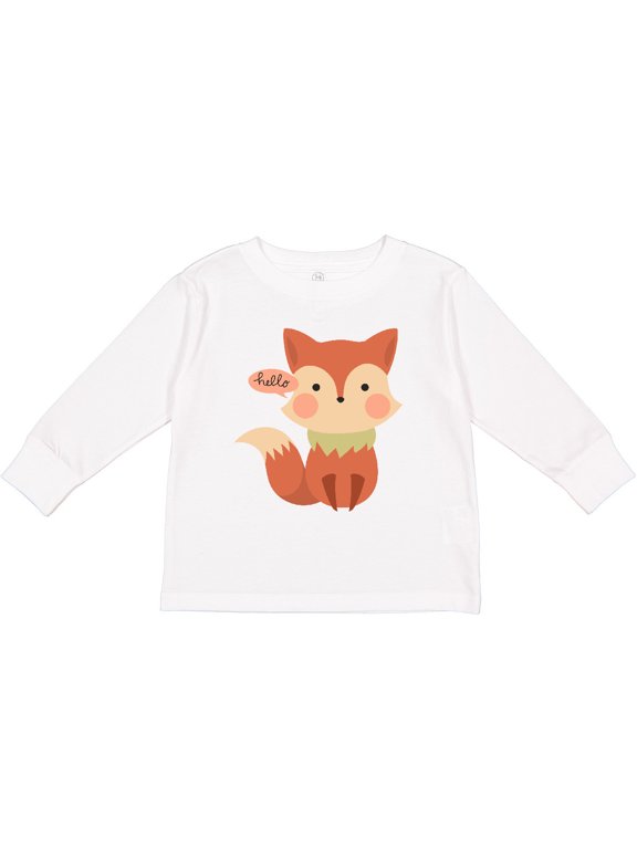 Cute Fox Hello Boys or Girls Long Sleeve Toddler T-Shirt
