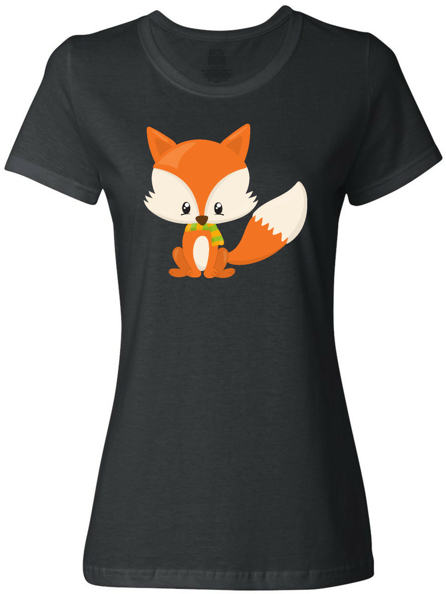 Inktastic Cute Fox, Little Fox, Baby Fox, Fox with Scarf Women's T-Shirt - image 1 of 4