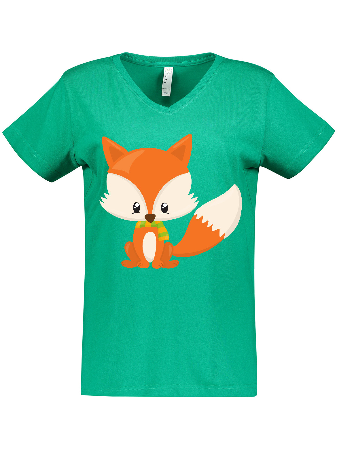 Inktastic Cute Fox, Little Fox, Baby Fox, Fox with Scarf Women's V-Neck T-Shirt - image 1 of 4