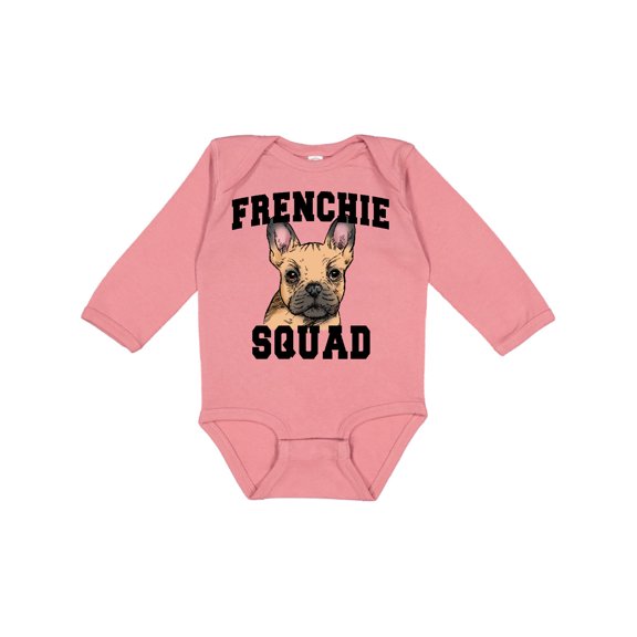 Inktastic Cute French Bulldog  Frenchie Squad Boys or Girls Long Sleeve Baby Bodysuit