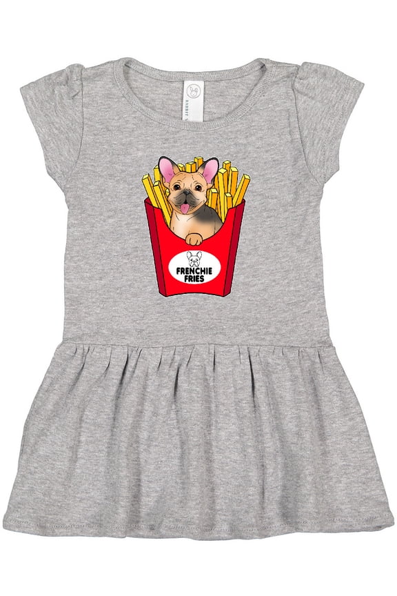 Cute Frenchie in French Fries Girls Toddler Dress