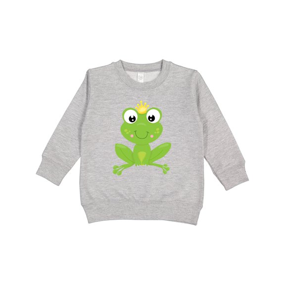 Inktastic Cute Frog, Green Frog, Crown, Frog Prince Toddler Sweatshirt