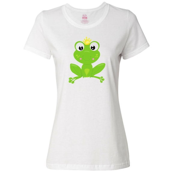 Inktastic Cute Frog, Green Frog, Crown, Frog Prince Women's T-Shirt
