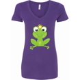thumbnail image 1 of Inktastic Cute Frog, Green Frog, Crown, Frog Prince Women's V-Neck T-Shirt, 1 of 5