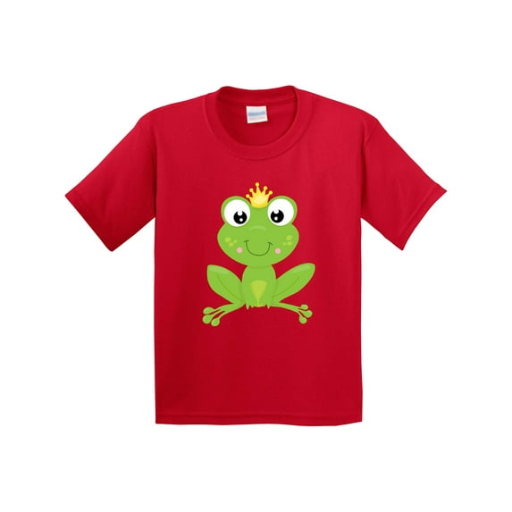 Inktastic Cute Frog, Green Frog, Crown, Frog Prince Youth T-Shirt