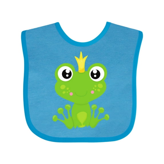 Inktastic Cute Frog, Green Frog, Frog Prince, Crown Boys or Girls Baby Bib