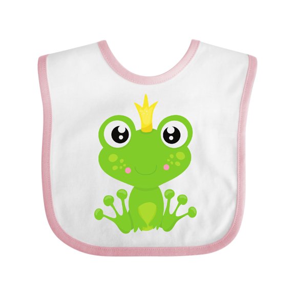 Inktastic Cute Frog, Green Frog, Frog Prince, Crown Boys or Girls Baby Bib