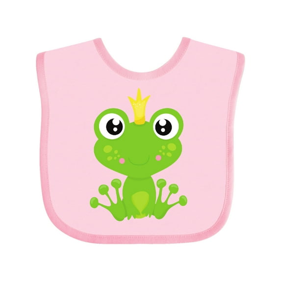 Inktastic Cute Frog, Green Frog, Frog Prince, Crown Boys or Girls Baby Bib