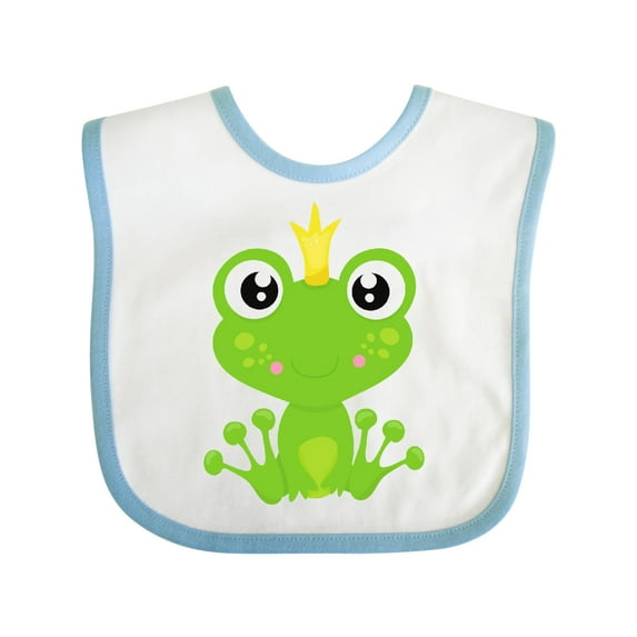 Inktastic Cute Frog, Green Frog, Frog Prince, Crown Boys or Girls Baby Bib