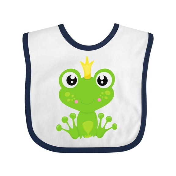 Inktastic Cute Frog, Green Frog, Frog Prince, Crown Boys or Girls Baby Bib