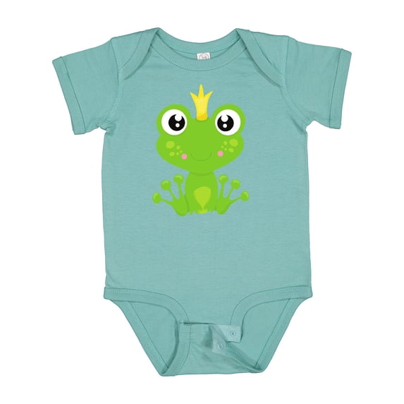 Inktastic Cute Frog, Green Frog, Frog Prince, Crown Boys or Girls Baby Bodysuit