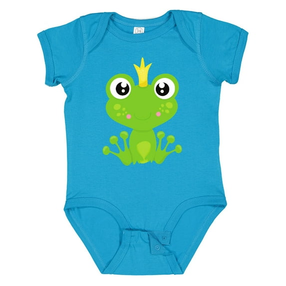 Inktastic Cute Frog, Green Frog, Frog Prince, Crown Boys or Girls Baby Bodysuit