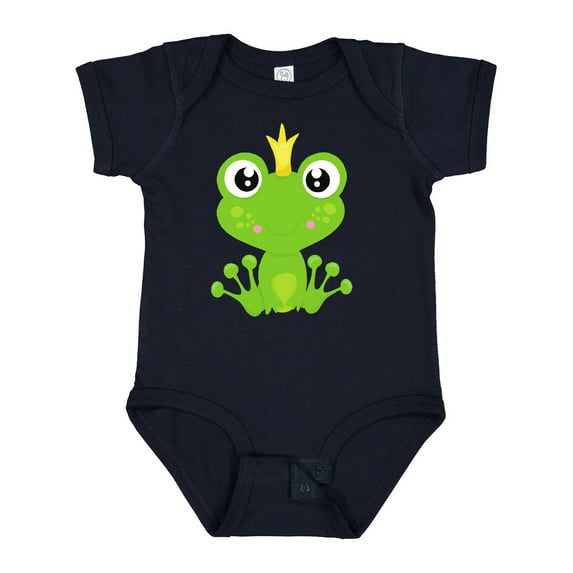 Inktastic Cute Frog, Green Frog, Frog Prince, Crown Boys or Girls Baby Bodysuit