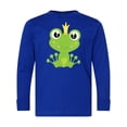 thumbnail image 1 of Inktastic Cute Frog, Green Frog, Frog Prince, Crown Long Sleeve Youth T-Shirt, 1 of 5