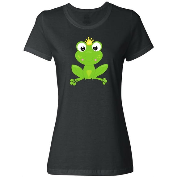 Inktastic Cute Frog, Green Frog, Crown, Frog Prince Women's T-Shirt