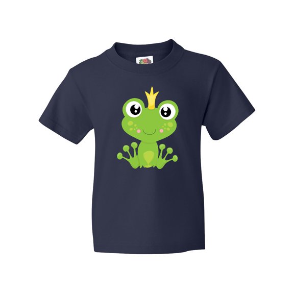 Inktastic Cute Frog, Green Frog, Frog Prince, Crown Youth T-Shirt