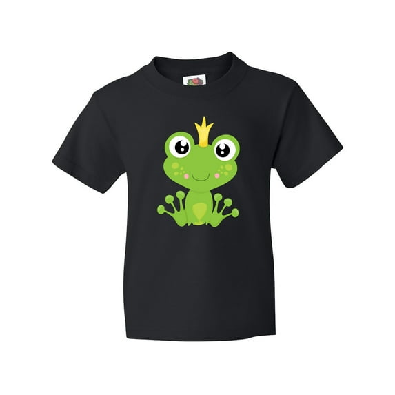 Inktastic Cute Frog, Green Frog, Frog Prince, Crown Youth T-Shirt