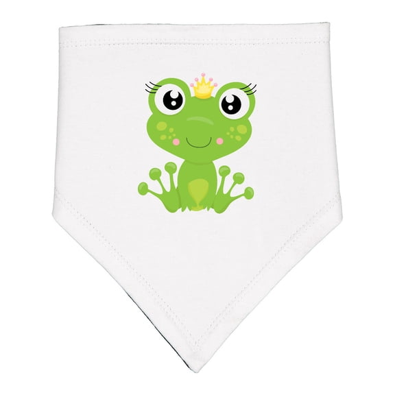 Inktastic Cute Frog, Green Frog, Frog Princess, Crown Baby Bandana Bib