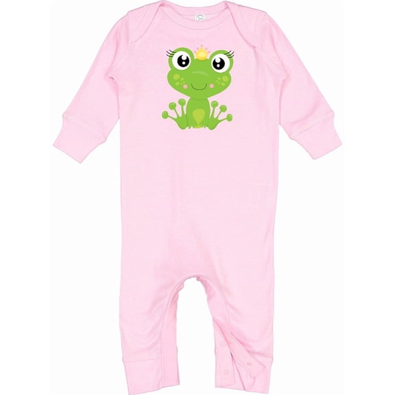 Inktastic Cute Frog, Green Frog, Frog Princess, Crown Baby Romper Coveralls