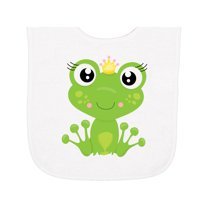 Inktastic Cute Frog, Green Frog, Frog Princess, Crown Baby Terry Cloth Bib