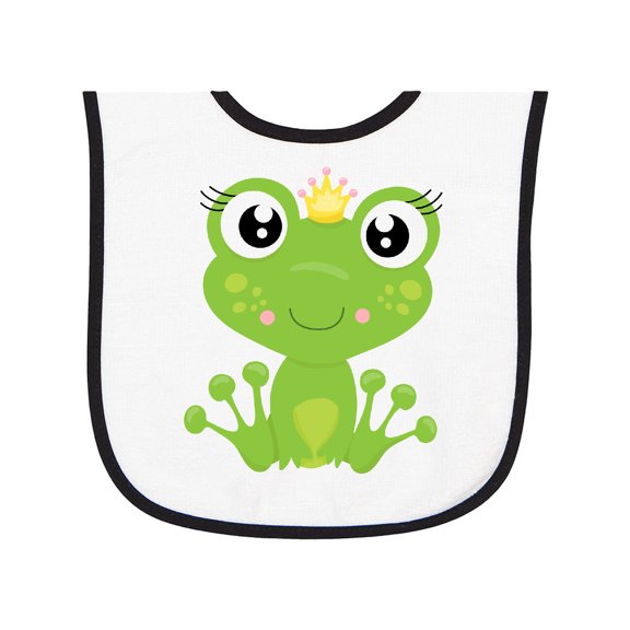 Inktastic Cute Frog, Green Frog, Frog Princess, Crown Baby Terry Cloth Bib